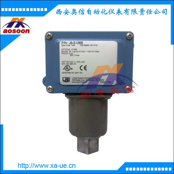 美国UE开关J6-S152B不锈钢微压开关3.4bar压力控制器
